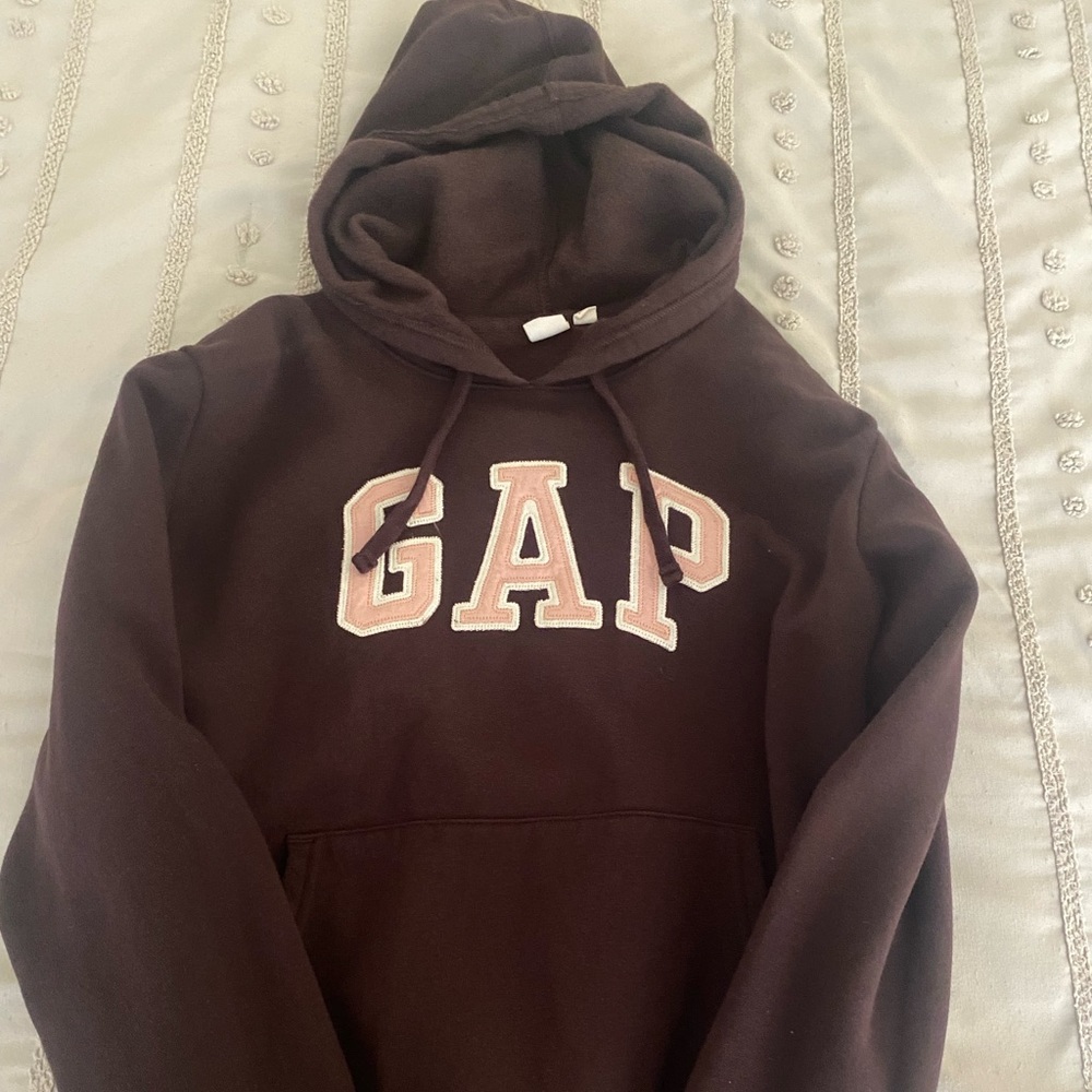 GAP dark brown and pink logo hoodie